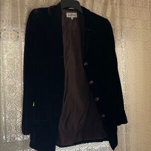 Vintage Valentino Miss V Chocolate Brown Crushed Velvet Blazer